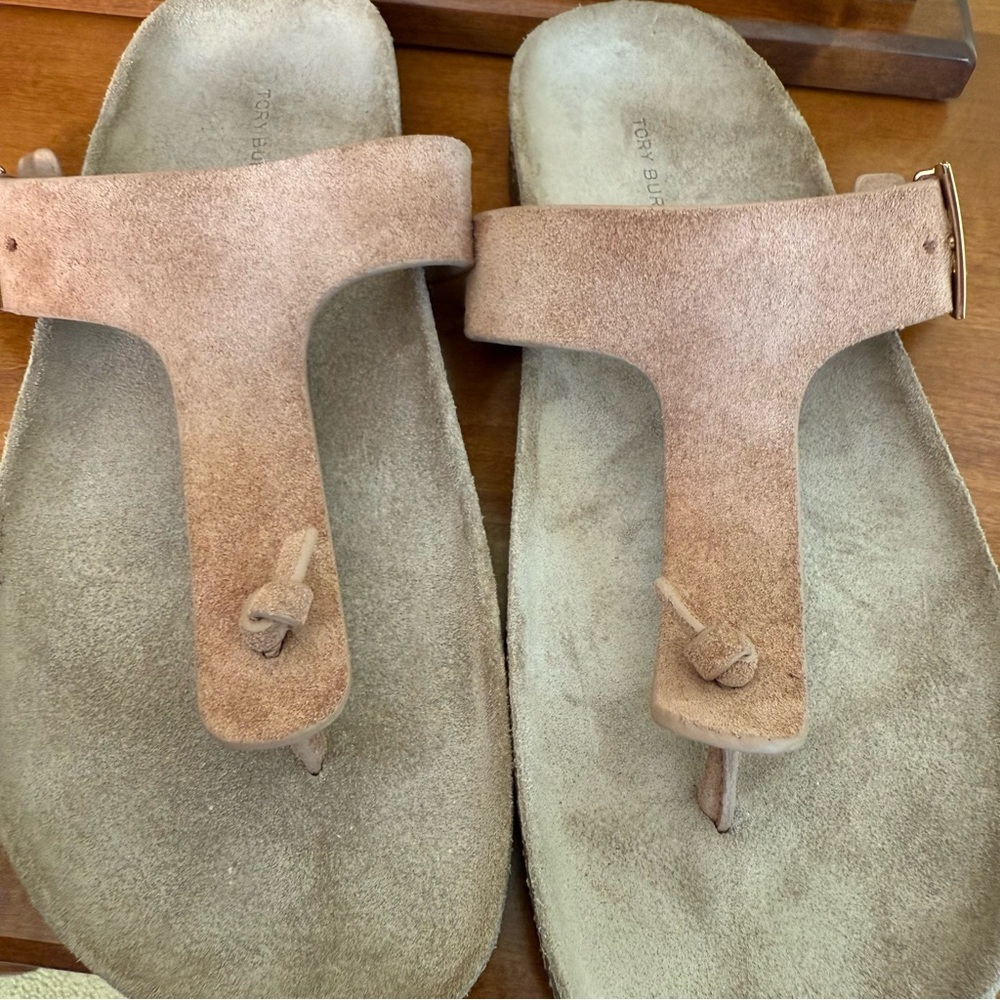 Tory Burch Mellow Thong Blush Pink Leather Sandals - Picture 7 of 10